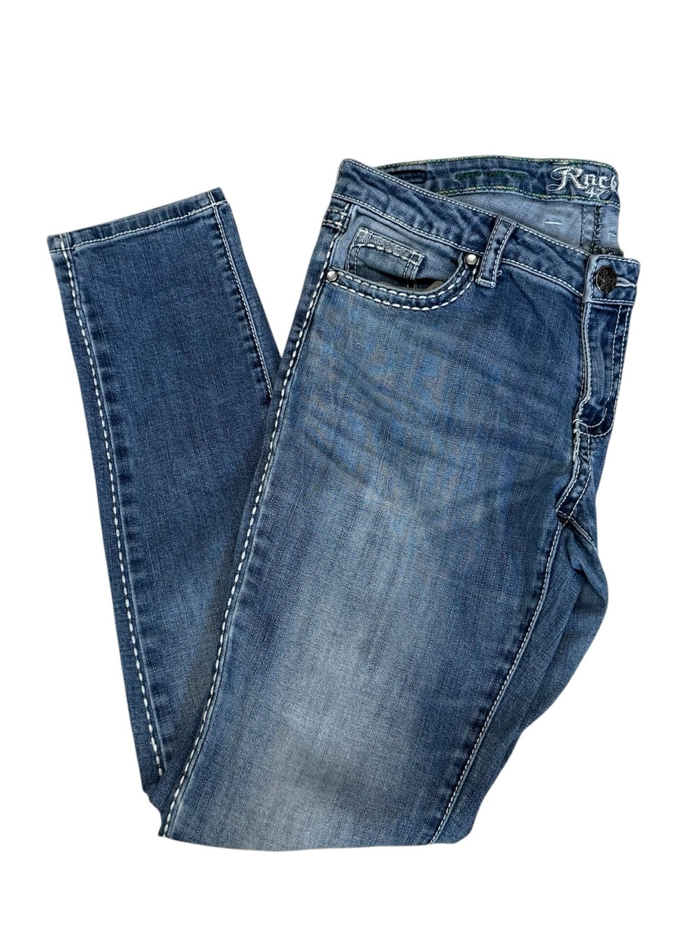 ROCK 47 by Wrangler Ultra Low Rise Skinny Jeans Women 28x31 Blue Pants